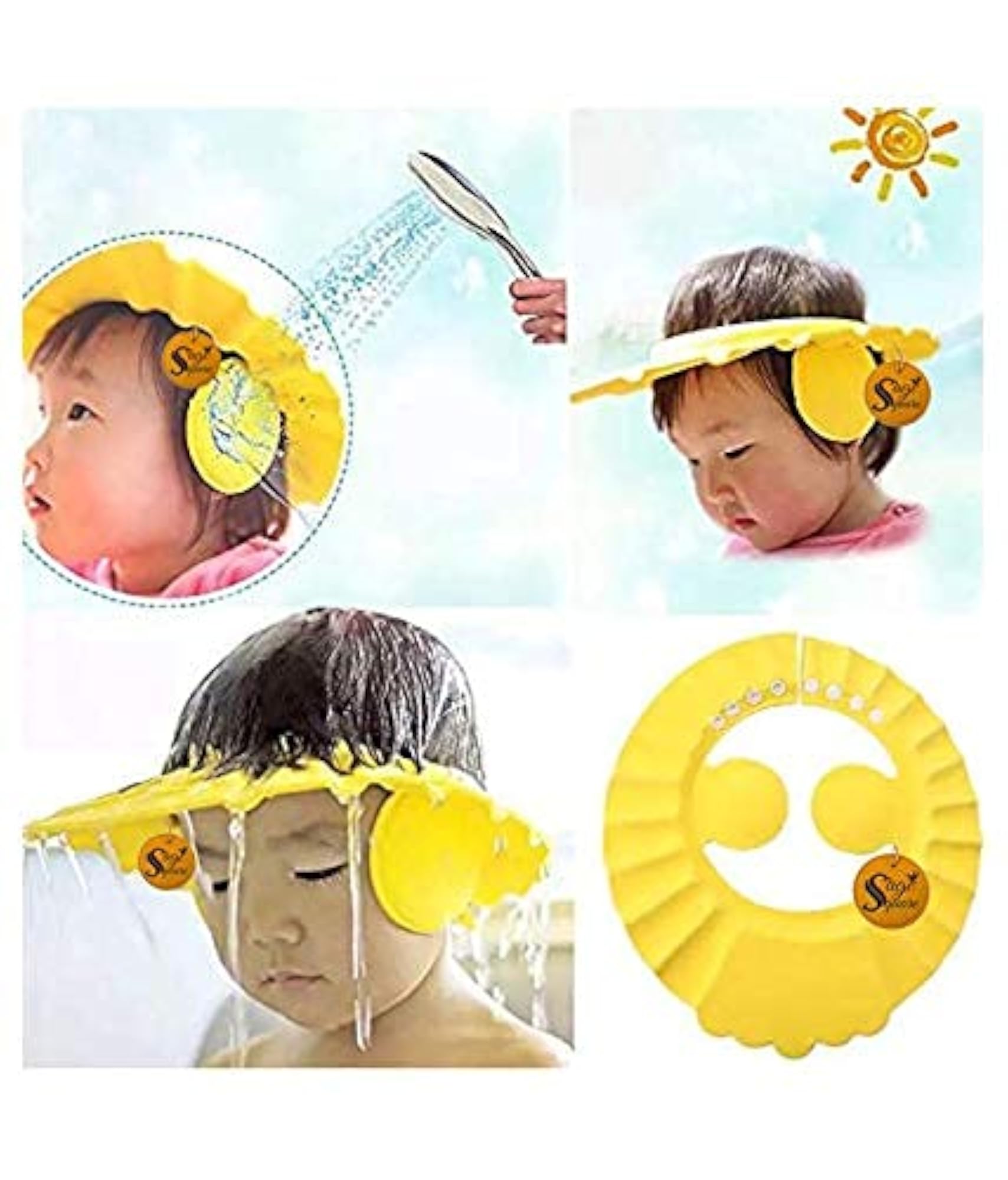 Adjustable Baby Shower Cap with Ear Protector, Pack of 2